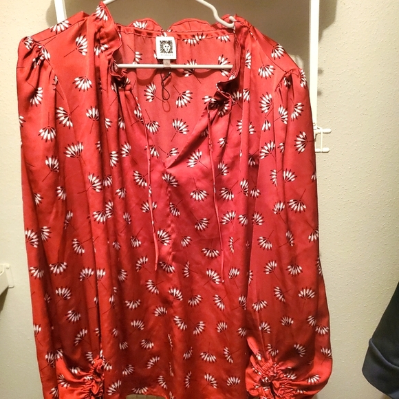 Anne Klein (XL) Printed Drawstring-Neck Blouse - Picture 1 of 5